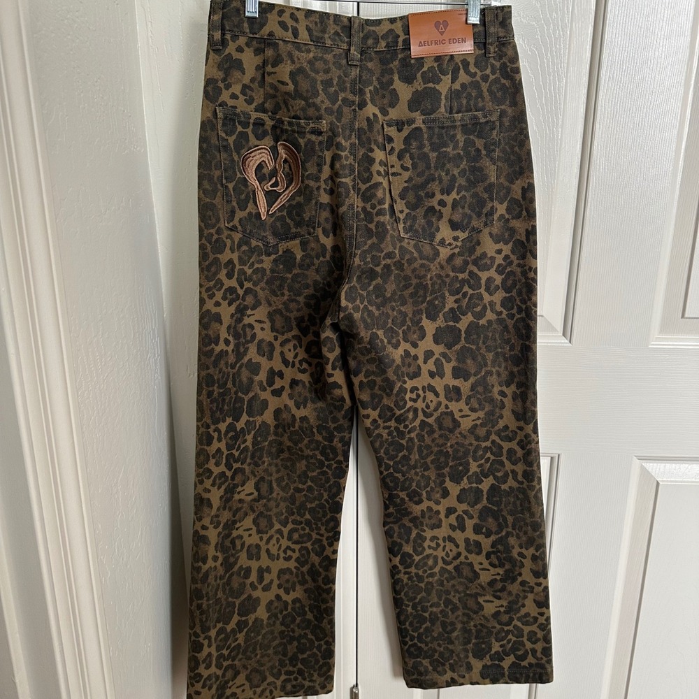 Aelfric Eden Leopard Print Straight Leg Jeans Brown‎ Size 30 - Picture 5 of 10